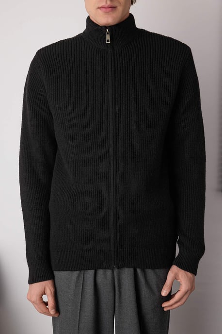 TRENDYOL MAN Men's Black Plain Long Regular fit Cardigans - Image 2