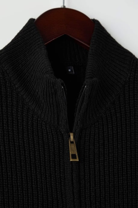 TRENDYOL MAN Men's Black Plain Long Regular fit Cardigans - Image 4