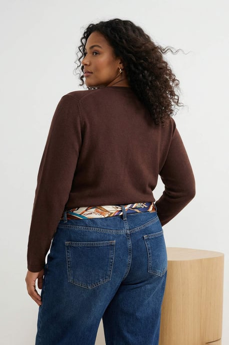 Trendyol Curve Dam Brun Enfärgad Lång Regular fit Plus size Koftor - Image 2