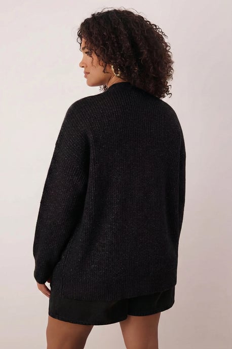 Trendyol Curve Dam Svart Enfärgad Lång Regular fit Plus size Koftor - Image 4