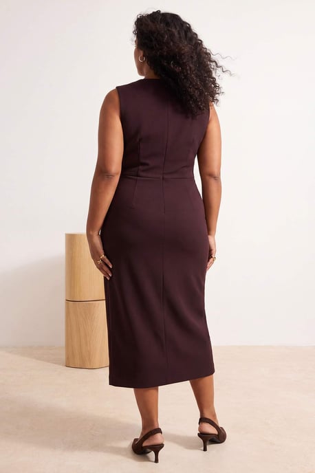 Trendyol Curve Dam Brun Enfärgad Maxi Ärmlös Kväll / Vardag Bodycon Plus size Klänning - Image 3