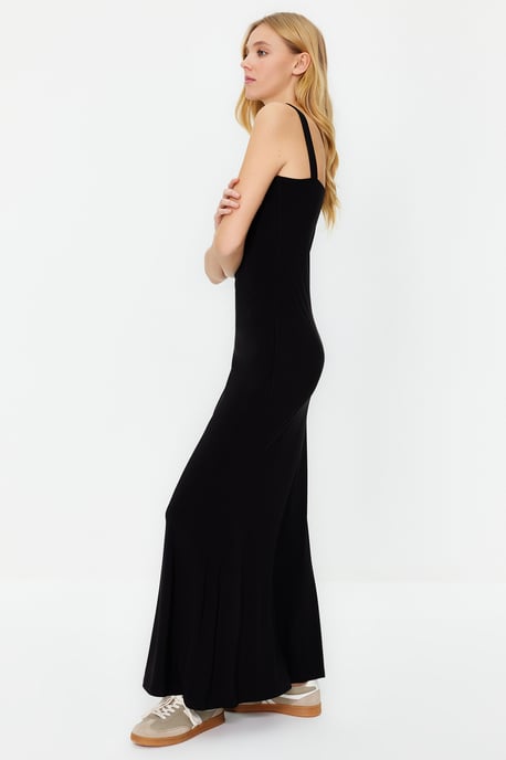 TRENDYOLMİLLA Dames Zwart Effen Maxi Mouwloos Casual A-lijn Jurken - Image 6