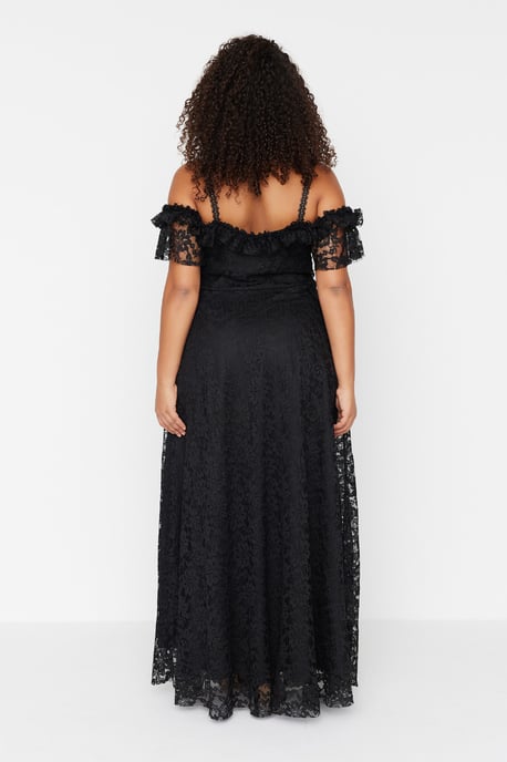 Trendyol Curve Dam Svart Enfärgad Maxi Ärmlös Elegant/Kväll A-linje Plus size Klänning - Image 5