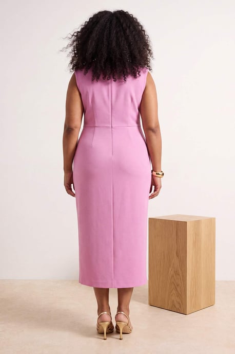 Trendyol Curve Dam Rosa Enfärgad Maxi Ärmlös Fest A-linje Plus size Klänning - Image 2