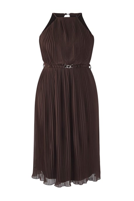 Trendyol Curve Dam Brun Enfärgad Maxi Ärmlös Fest Bodycon Plus size Klänning - Image 4