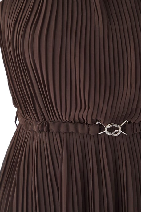 Trendyol Curve Dam Brun Enfärgad Maxi Ärmlös Fest Bodycon Plus size Klänning - Image 5