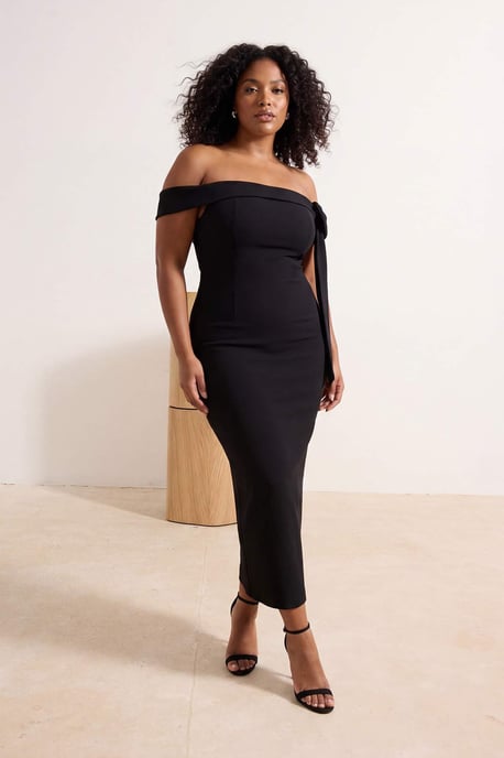 Trendyol Curve Dam Svart Enfärgad Maxi Ärmlös Elegant/Kväll A-linje Plus size Klänning - Image 6