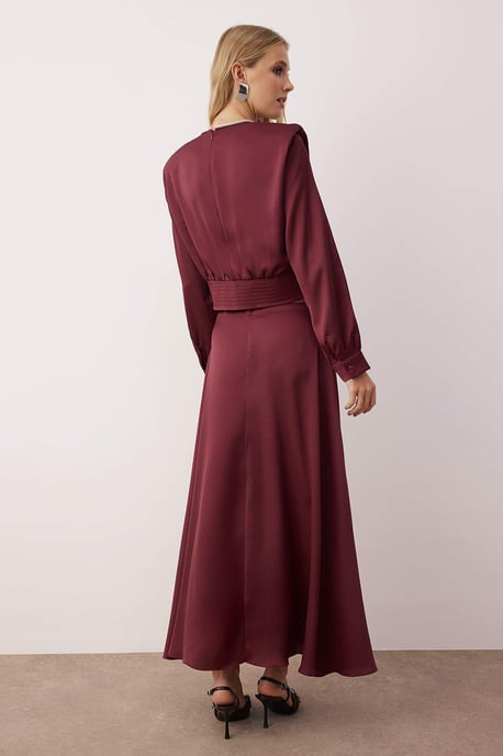 Trendyol Modest Dames Paars Effen Maxi Lang Casual Skater Modest Avond Jurken - Image 4