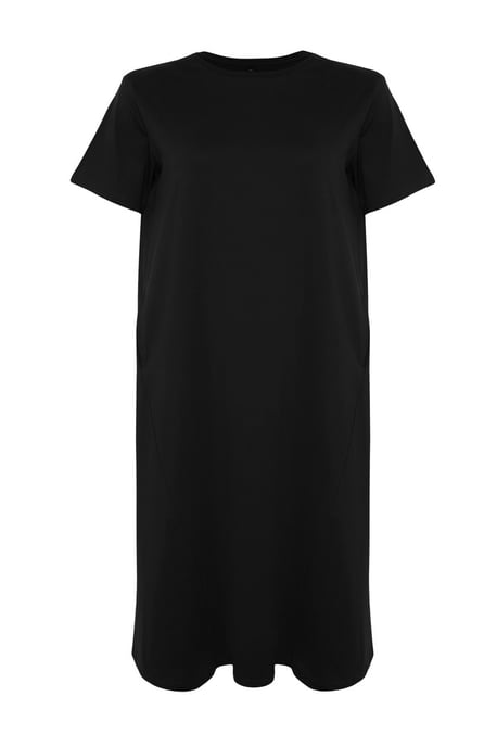 Trendyol Curve Dames Zwart Effen Maxi Kort Casual Recht Grote maten Jurk - Image 3