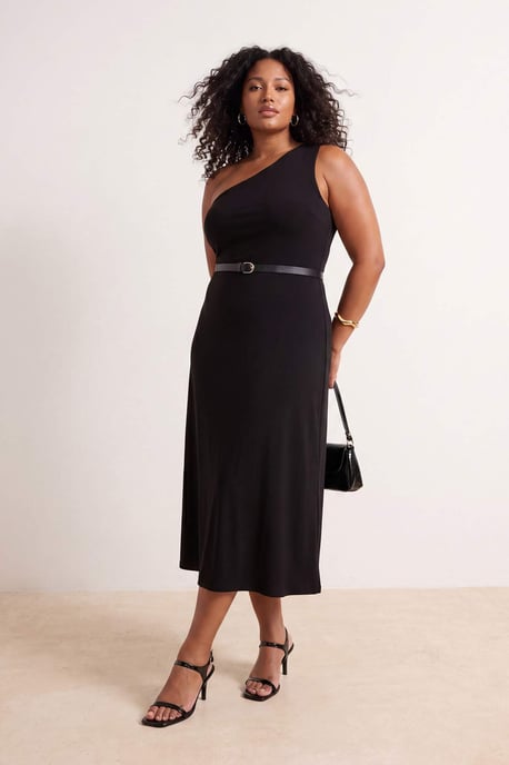 Trendyol Curve Dam Svart Enfärgad Maxi Ärmlös A-linje Plus size Klänning - Image 2