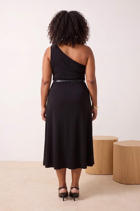 Trendyol Curve Dam Svart Enfärgad Maxi Ärmlös A-linje Plus size Klänning - Image 3