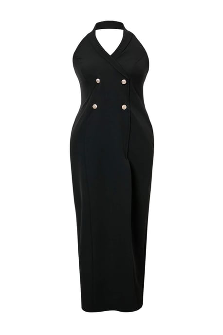 Trendyol Curve Dam Svart Enfärgad Maxi Ärmlös Kavaj Klänning Plus size Klänning - Image 3