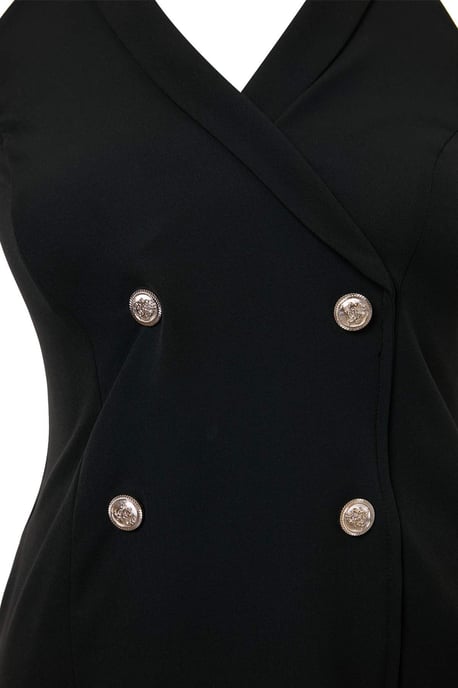 Trendyol Curve Dam Svart Enfärgad Maxi Ärmlös Kavaj Klänning Plus size Klänning - Image 4