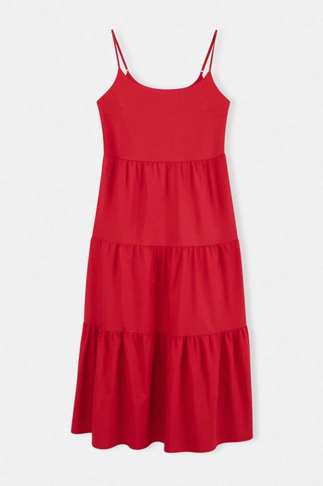 Trendyol Curve Dam Röd Enfärgad Maxi Ärmlös Casual A-linje Plus size Klänning - Image 3
