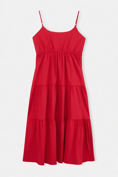 Trendyol Curve Dam Röd Enfärgad Maxi Ärmlös Casual A-linje Plus size Klänning - Image 5