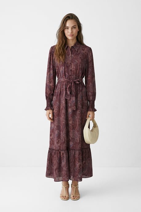 Trendyol Modest Dames Paars Paisley Maxi Lang A-lijn Modest Jurken - Image 1