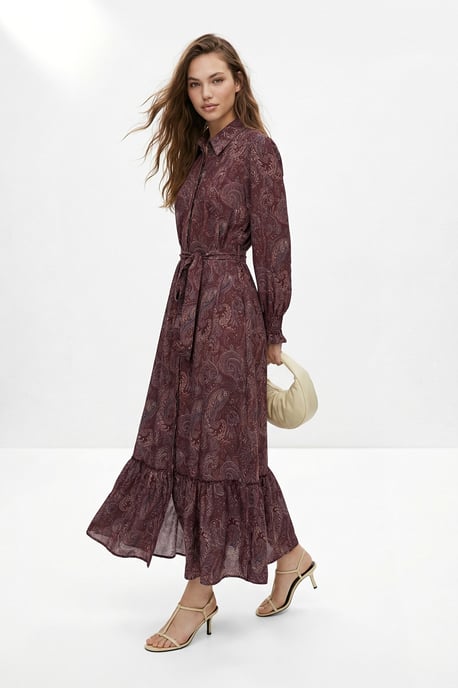 Trendyol Modest Dames Paars Paisley Maxi Lang A-lijn Modest Jurken - Image 3