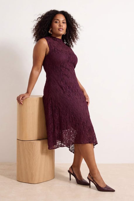 Trendyol Curve Dam Lila Enfärgad Maxi Ärmlös A-linje Plus size Klänning - Image 6