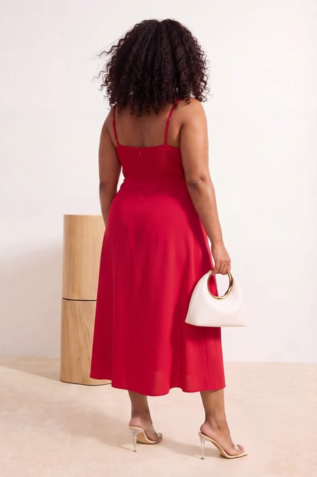 Trendyol Curve Dam Röd Enfärgad Maxi Ärmlös Kväll / Vardag A-linje Plus size Klänning - Image 2