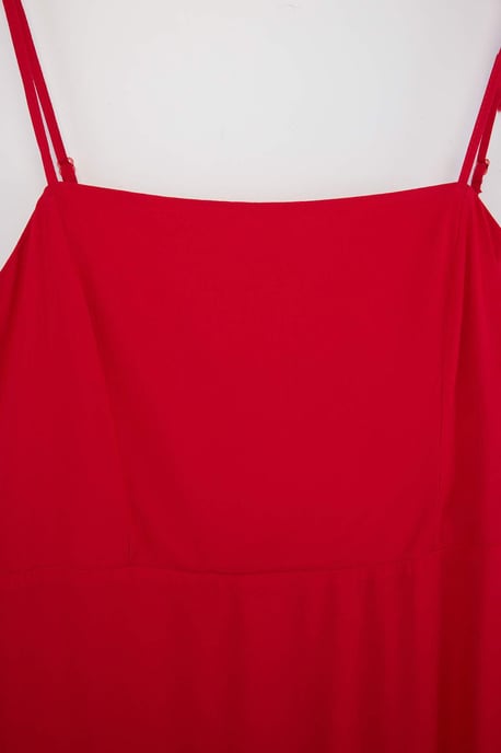 Trendyol Curve Dam Röd Enfärgad Maxi Ärmlös Kväll / Vardag A-linje Plus size Klänning - Image 4
