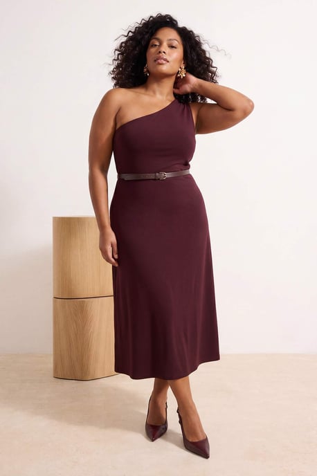 Trendyol Curve Dam Brun Enfärgad Maxi Ärmlös A-linje Plus size Klänning - Image 1
