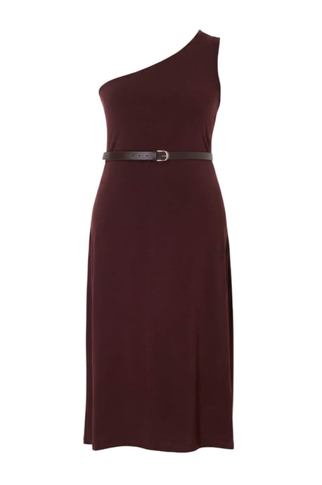 Trendyol Curve Dam Brun Enfärgad Maxi Ärmlös A-linje Plus size Klänning - Image 4