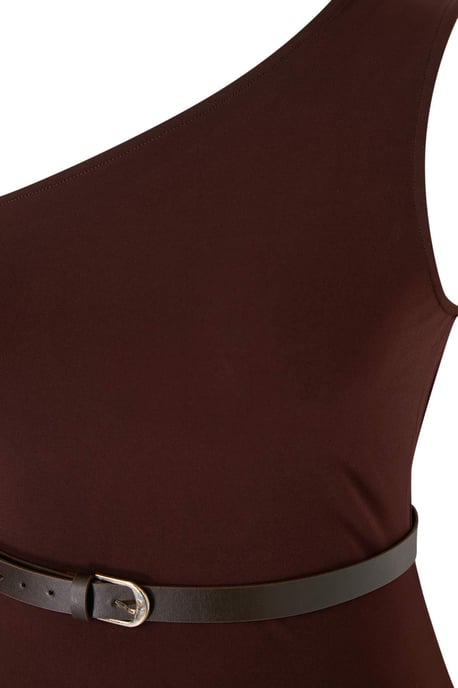 Trendyol Curve Dam Brun Enfärgad Maxi Ärmlös A-linje Plus size Klänning - Image 5