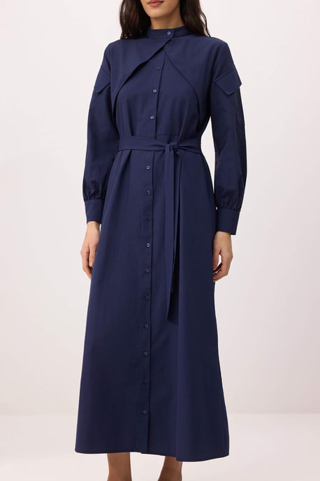 Trendyol Modest Dames Donkerblauw Effen Maxi Lang Skater Modest Jurken - Image 2