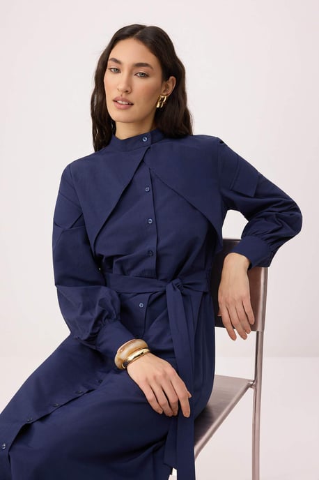 Trendyol Modest Dames Donkerblauw Effen Maxi Lang Skater Modest Jurken - Image 4