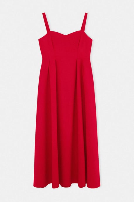 Trendyol Curve Dam Röd Enfärgad Maxi Ärmlös Fest A-linje Plus size Klänning - Image 3