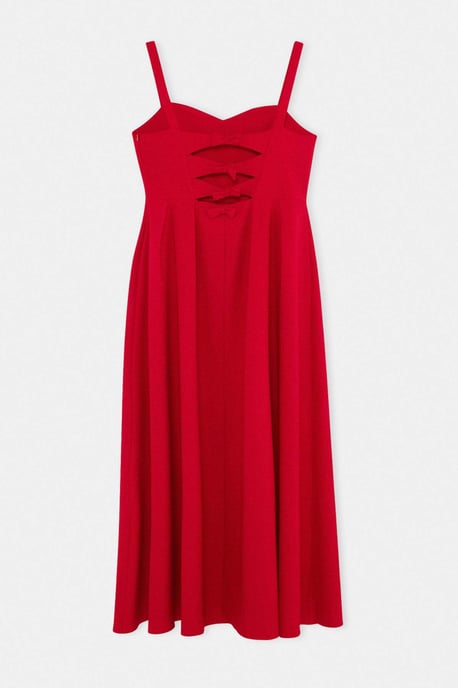 Trendyol Curve Dam Röd Enfärgad Maxi Ärmlös Fest A-linje Plus size Klänning - Image 5