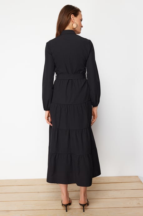 Trendyol Modest Dames Zwart Effen Maxi Lang Casual A-lijn Modest Jurken - Image 5