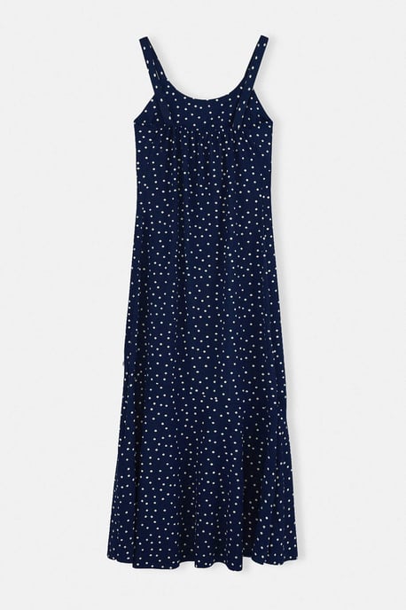 Trendyol Curve Dam Mörkblå Prickig Maxi Ärmlös Casual Sjöjungfru Plus size Klänning - Image 5