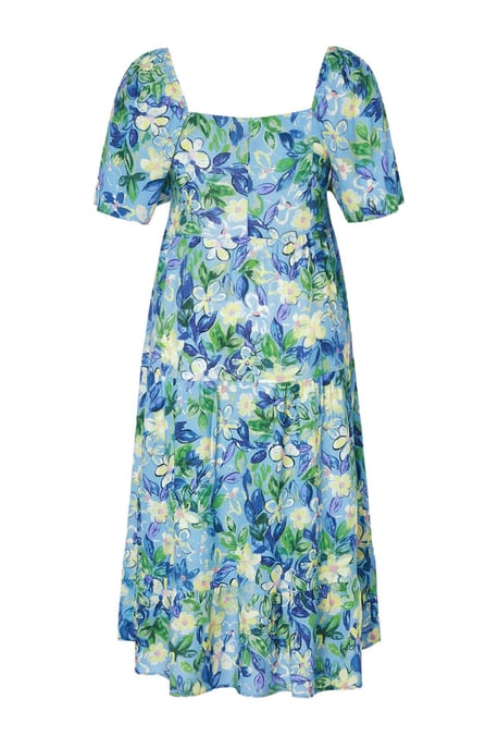 Trendyol Curve Dam Blå Blommig Maxi Trekvartsärm Casual A-linje Plus size Klänning - Image 5