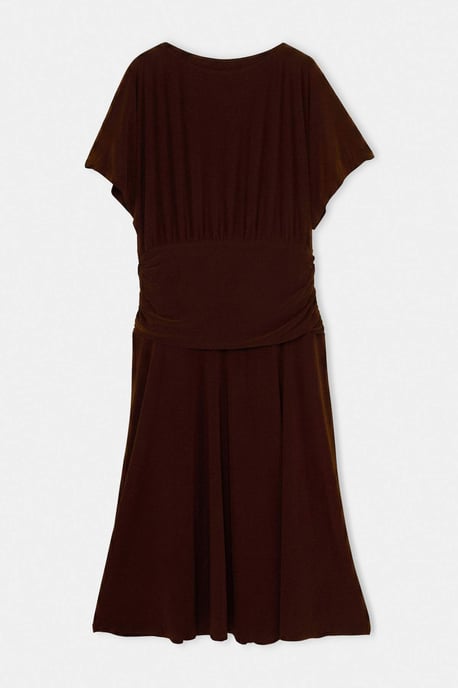 Trendyol Curve Dam Brun Enfärgad Maxi Kort A-linje Plus size Klänning - Image 4