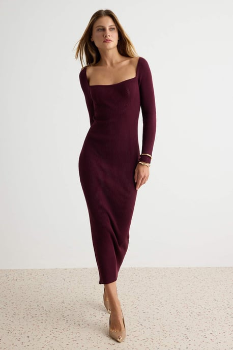 TRENDYOLMİLLA Women's Purple Plain Maxi Long A-line Dresses - Image 1