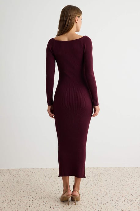 TRENDYOLMİLLA Women's Purple Plain Maxi Long A-line Dresses - Image 4
