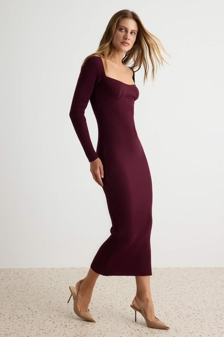 TRENDYOLMİLLA Women's Purple Plain Maxi Long A-line Dresses - Image 5
