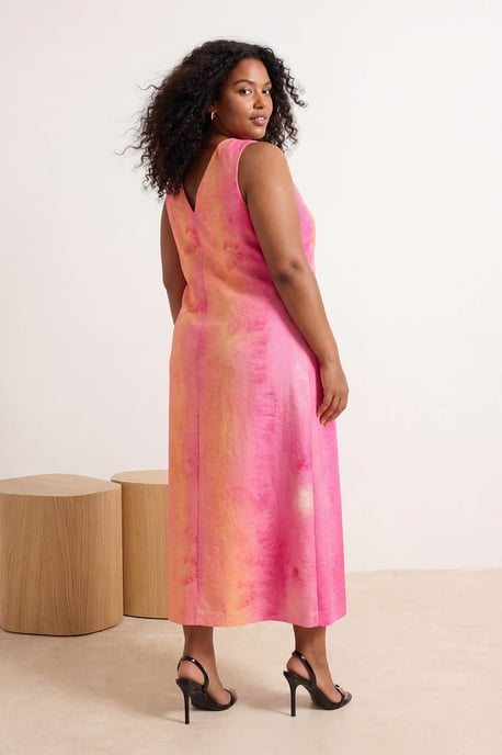 Trendyol Curve Dam Rosa Färgblock Maxi Ärmlös Casual A-linje Plus size Klänning - Image 5
