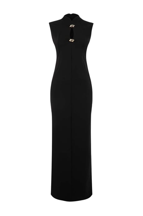 TRENDYOLMİLLA Dam Svart Enfärgad Maxi Ärmlös Elegant/Kväll Rak Kväll & Bal Klänning - Image 4