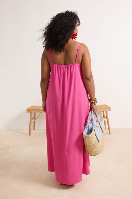 Trendyol Curve Dam Rosa Enfärgad Maxi Ärmlös Strandkläder A-linje Plus size Klänning - Image 2