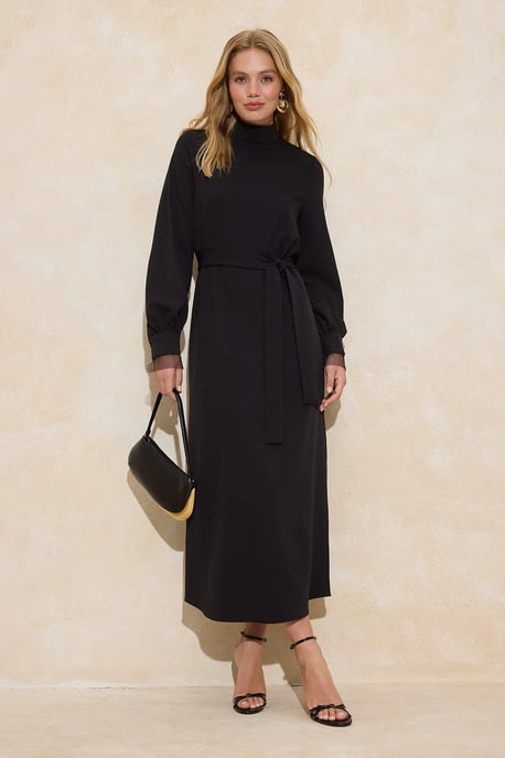 Trendyol Modest Dames Zwart Effen Maxi Lang Casual A-lijn Modest Jurken - Image 1