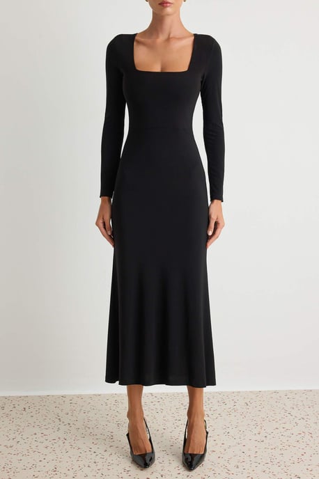 TRENDYOLMİLLA Dames Zwart Effen Maxi Lang Avond / Dagelijks Bodycon Jurken - Image 2