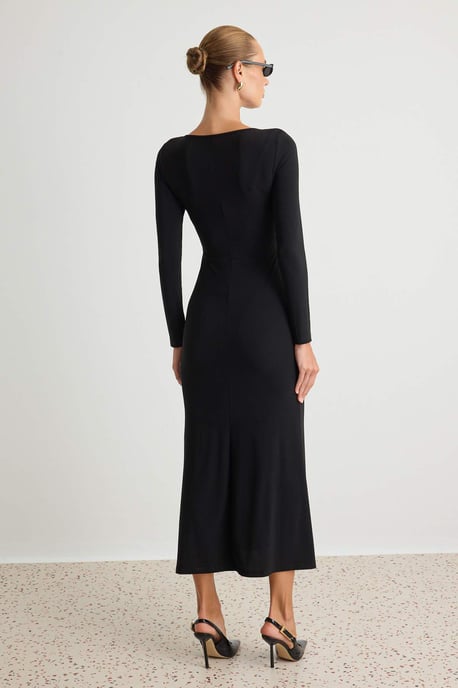TRENDYOLMİLLA Dames Zwart Effen Maxi Lang Avond / Dagelijks Bodycon Jurken - Image 3