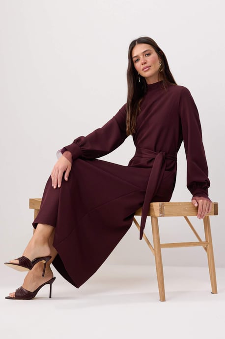 Trendyol Modest Dames Paars Effen Maxi Lang Casual A-lijn Modest Jurken - Image 4