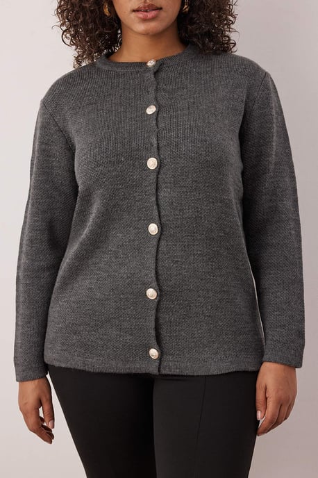 Trendyol Curve Dam Grå Enfärgad Lång Regular fit Plus size Koftor - Image 2