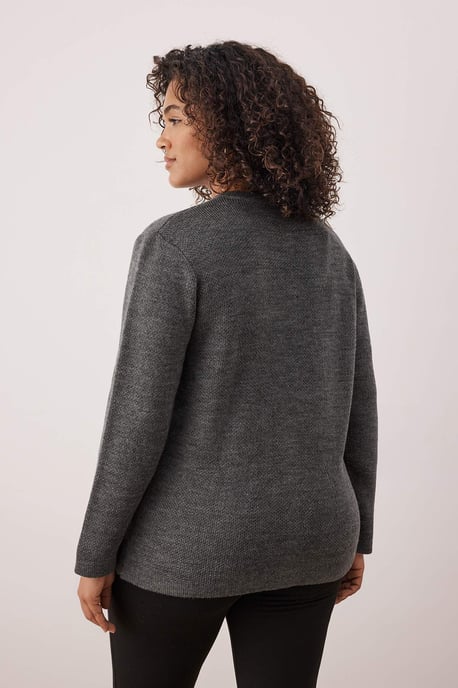 Trendyol Curve Dam Grå Enfärgad Lång Regular fit Plus size Koftor - Image 3