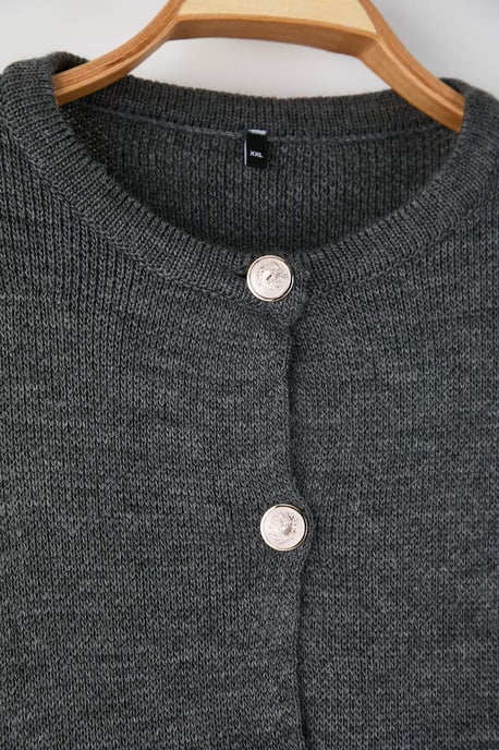 Trendyol Curve Dam Grå Enfärgad Lång Regular fit Plus size Koftor - Image 5