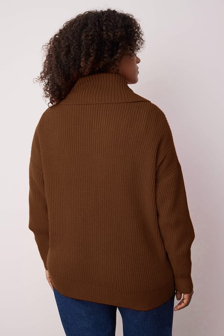 Trendyol Curve Dam Brun Enfärgad Lång Regular fit Plus size Koftor - Image 3