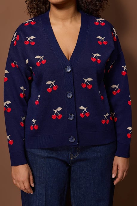 Trendyol Curve Dam Mörkblå Geometriskt mönster Lång Regular fit Plus size Koftor - Image 2